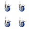 Service Caster 4 Inch 316SS Blue Polyurethane Wheel Swivel 3/8 Inch Stem Caster Set Lock Brake SS316TSTTL20S414-PPUB-BLUE-381615-4 - alternate 1
